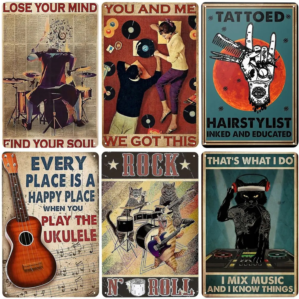 

Lose Your Mind Find Your Soul Vintage Metal Tin Sign Rock Roll Art Poster Music Plauqe Wall Decor for Bar Cafe Home Room N446