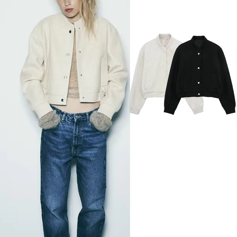 

Куртка женская укороченная с длинным рукавом, на осень