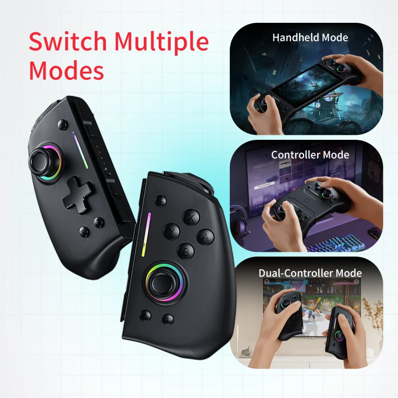 Фото Беспроводной геймпад LinYuvo Meteor Light с 8-цветной RGB-подсветкой для Switch/Lite/OLED, программируемый, с функциями Turbo и вибрации №3