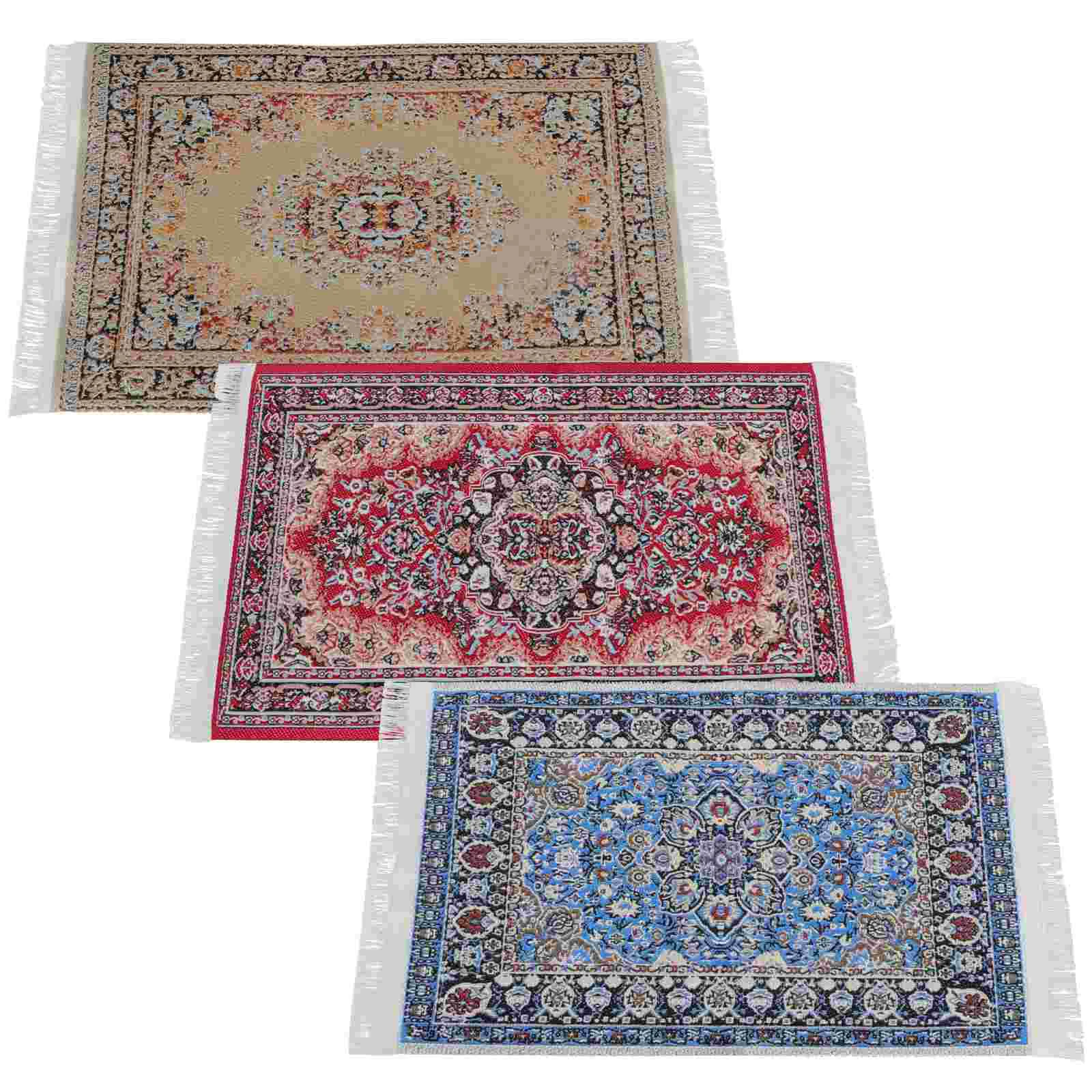 

Miniature Carpet Mini Furnitures Mat Furniture Accessories Door Toys Floor Rug Decoration Play Pretend House Kid 12 Wooden Woven