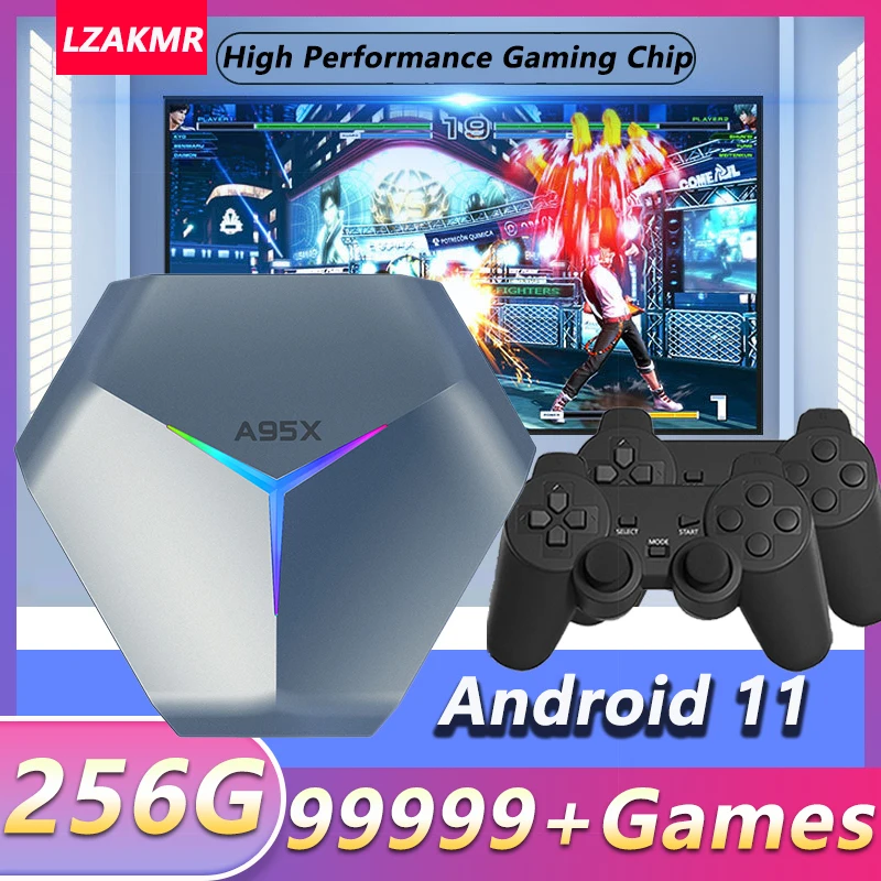 LZAKMR NEW Retro Classic A950X 3D Game Box Android TV 11 70 Emulator HDMI 4K 256G 99999+ Game Home Party Console for PSP/DC/SS