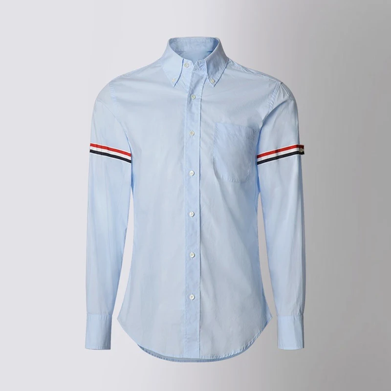 

Рубашка TB THOM Мужская/Женская Полосатая, Повседневная блузка из ткани Оксфорд, приталенный силуэт, модная блузка в Корейском стиле