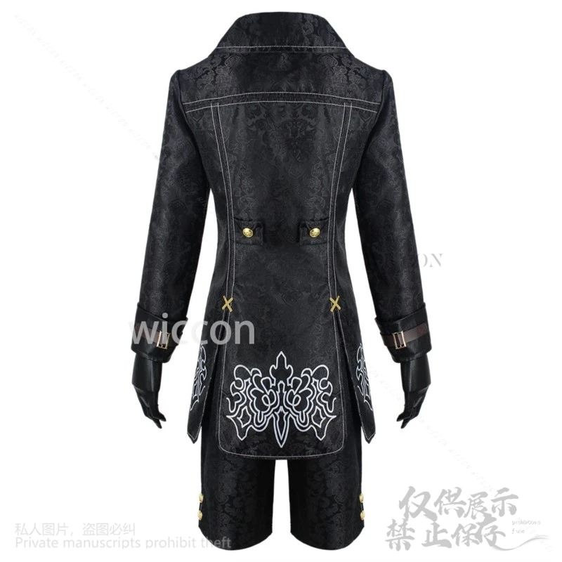 Аниме Nier Automata 9S Yorha Косплей Костюм Черное Готическое Пальто Брюки Униформа Парики