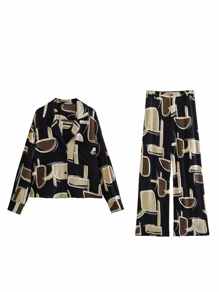 

Блузка BSK & ZA & TRF женская с карманами, модная Свободная рубашка с принтом, на пуговицах, с длинным рукавом, шикарный топ, 2023, 3198/042