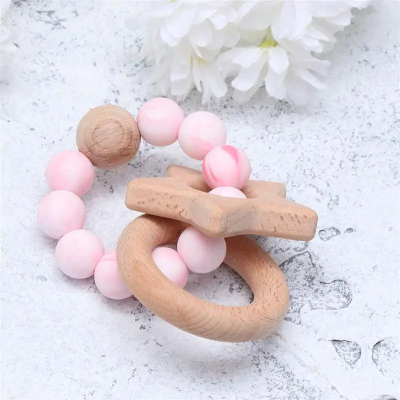 

1pc Baby Molars Silicone Ring Pentacle Chewable Bracelet Chewing Rubber Ring for Infants Toddlers Baby