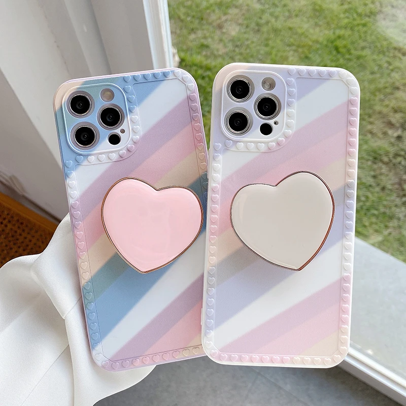 

SHACK 3D rainbow Girl Love couple Ring support custodia morbida per telefono in silicone per apple iPhone 13 12 Pro Max MiNi 7 8