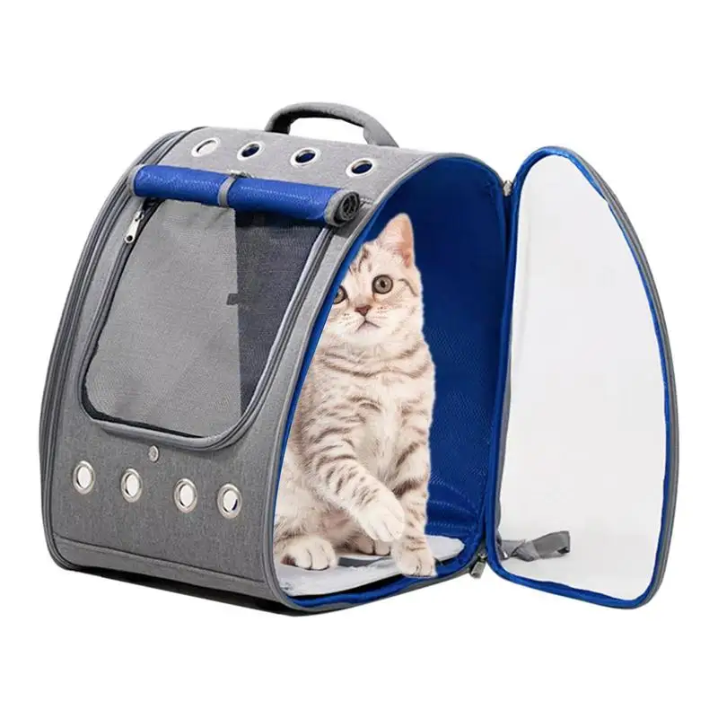 

Cat Backpack Puppy Carrier Backpack Pet Outing Bag With 8 Hole Ventilation Carry Handle And Transparent Cabin Design For