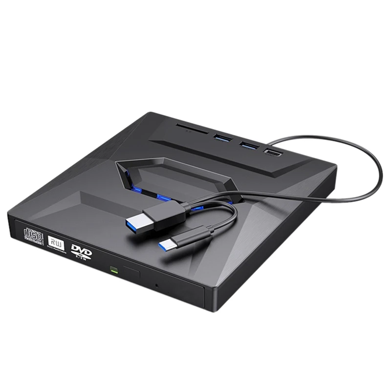 

USB3.0+Type-C DVD Burner DVD RW CD Writer External Optical Drive TF/SD Card Reader For PC