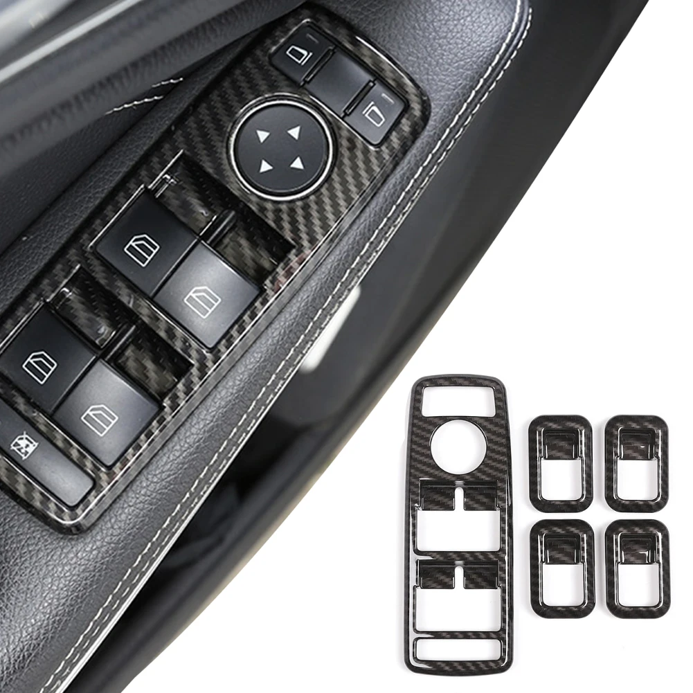 

Car Window Lift Button Frame Carbon Fiber Car Sticker For Mercedes-Benz A B C E GLE GLA CLA GLK Class W176 W204 W212 W166 W218