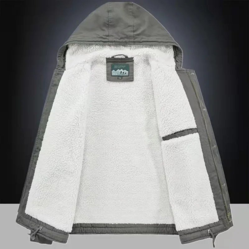 Men's Winter Jackets New Pattern Hooded Men's Coat Cashmere Men's Jacket Thickened Warm Parkas Loose Pure Cotton Men's Clothing