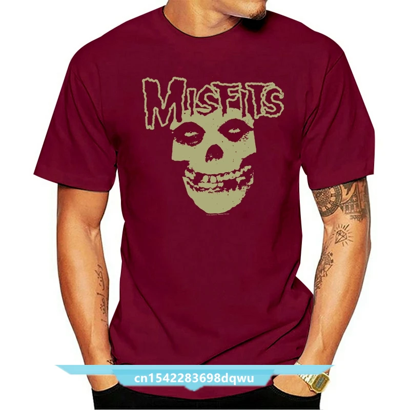 

Misfits VINTAGE SKULL O-neck T-Shirt Heather Black NWT Licensed & Official RARE