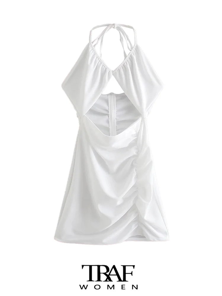 

Платье-мини женское Плиссированное с открытой спиной, на молнии