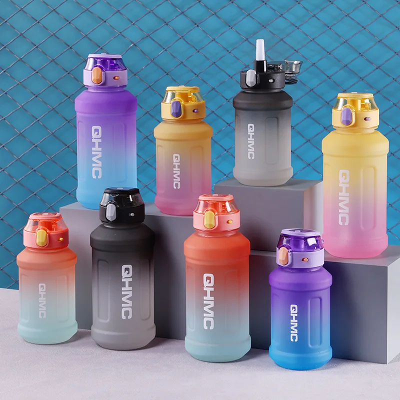 

Plastic Water Cup High Beauty Space Cup Gradual Large Capacity Wholesale Straw Cup Dundun Bucket Big Stomach Water Bottle