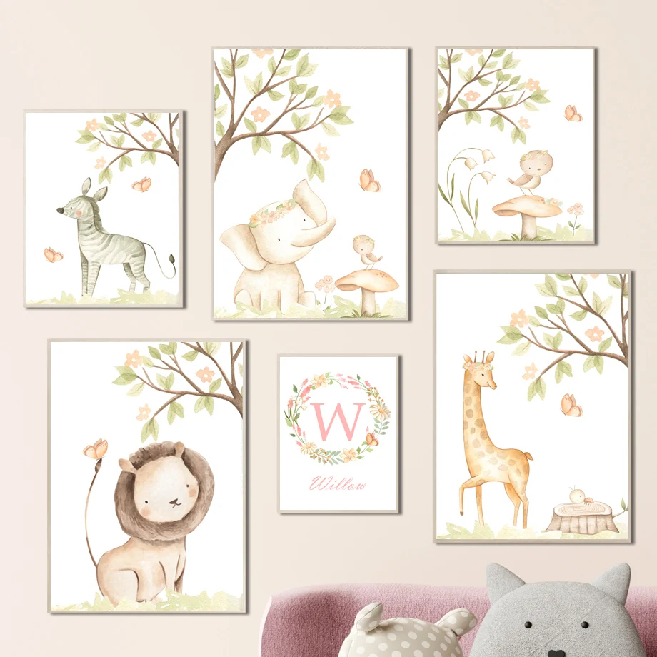 

Elephant Deer Giraffe Rabbit Zebra Lion Tiger Wall Art Canvas Painting Nordic Posters And Prints Wall Pictures Kids Room Decor