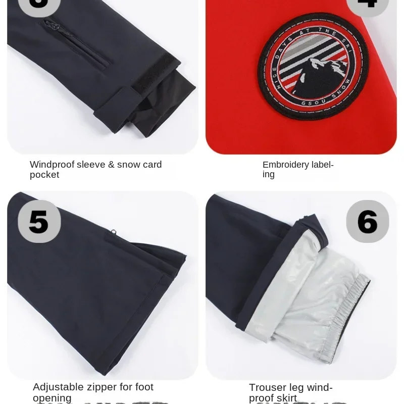 2025 женский лыжный костюм зимняя цельная одежда Лыжный ветрозащитный комплект с