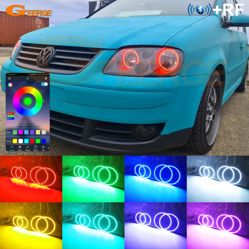 

For Volkswagen VW Touran 1T1 1T2 Caddy III BT App RF Remote Control Multi-Color Ultra Bright RGB LED Angel Eyes Kit Halo Rings