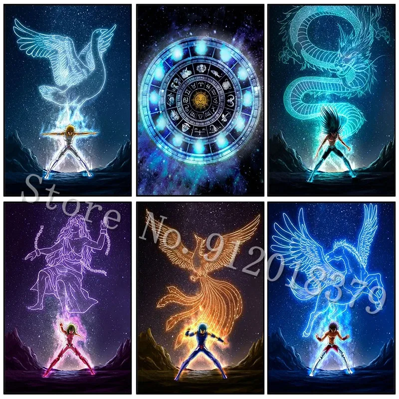 

Japanese Anime 5D Diy Diamond Painting Saint Seiya Dragon Power Full Drill Diamond Embroidery Cross Stitch Bandai Mosaic Artwork
