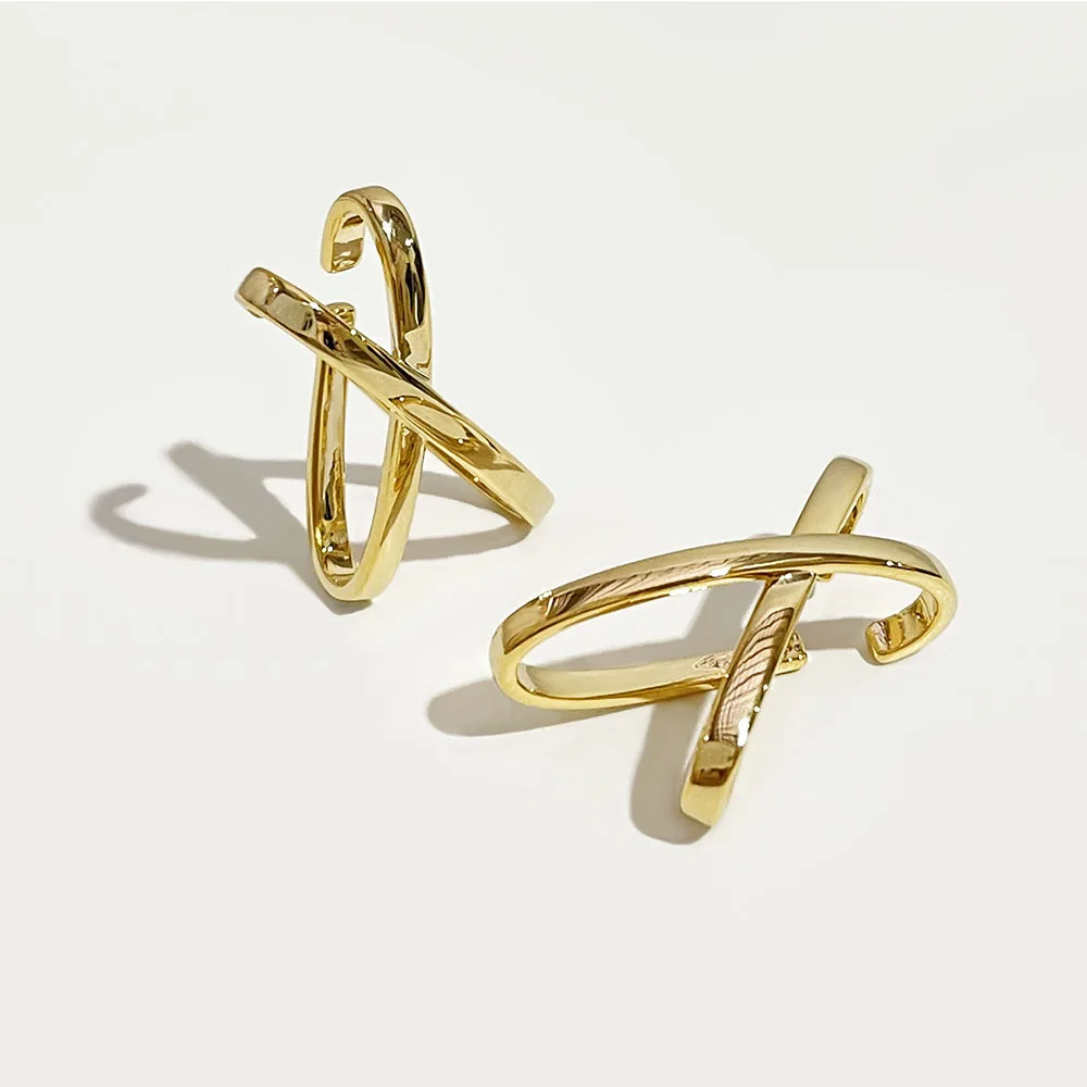 

Peri'sBox Gold/Silver Color X Shape Crossed Clip Earring without Piercing Shiny Geometric Earrings for Women Minimalist Ear Cuff