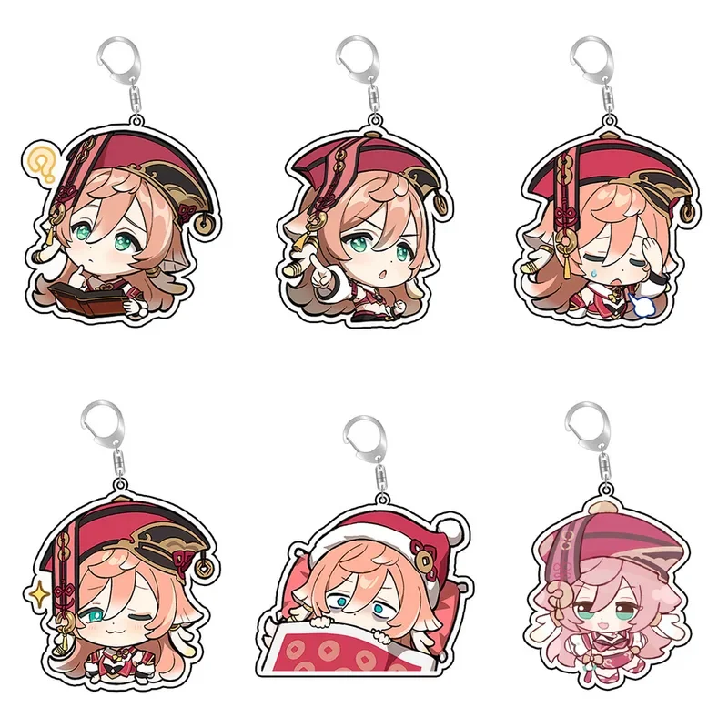 Genshin Impact Figrine милый Kwaii аниме мультфильм акриловый брелок для ключей кольцо