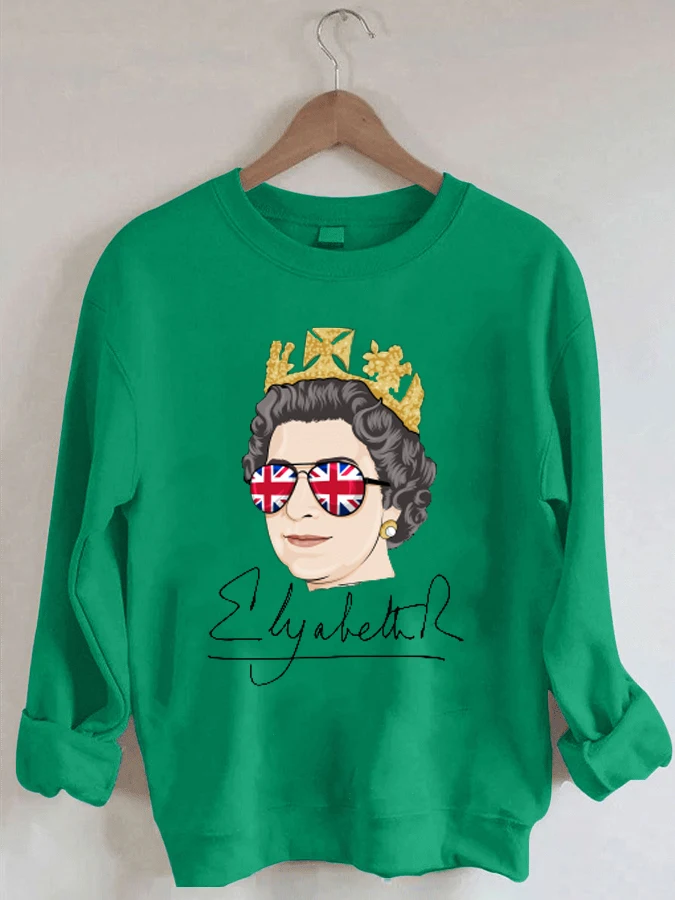 

Queen of England Print Casual Crewneck Sweatshirt