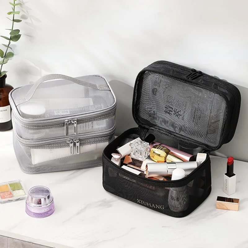 

2023 Women's Transparent Mesh Ideal for Cosmetics Makeup and Toiletries Kit for Travel Sales Success Make Up Organizer Bag