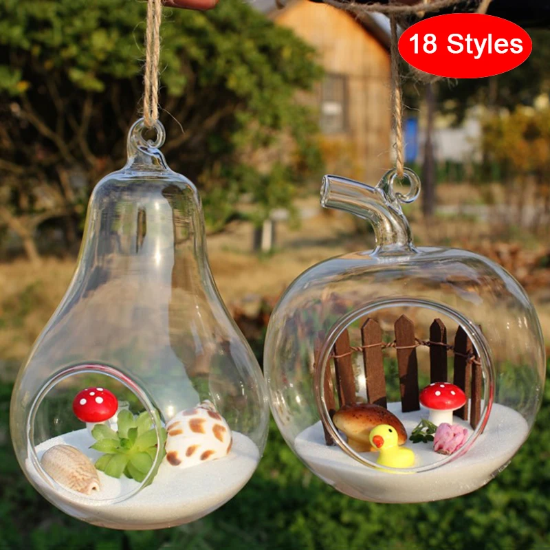 DIY Potted Office Table Decoration Hanging Transparent Ball Glass Flower Planter Vase Terrarium Landscape Container