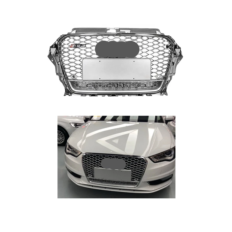 Аксессуары A3 решетка переднего бампера для Audi S3 8V 2014-2016 обновление RS3 Style ABS Chrome Silver