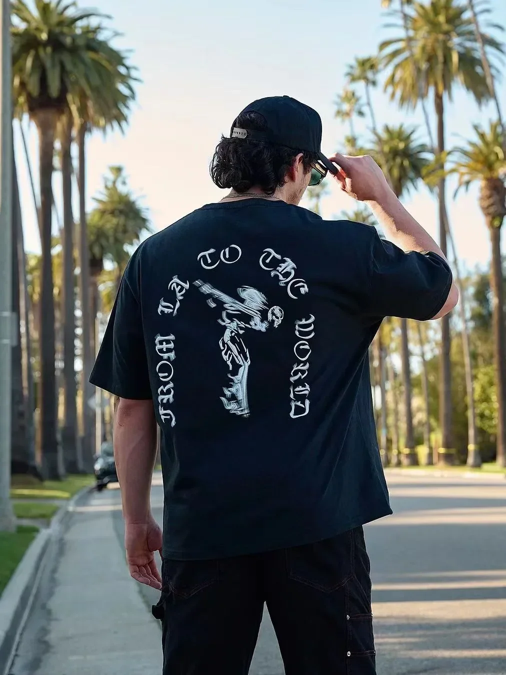 YOUNGLA новая летняя мужская футболка большого размера в американском модном стиле