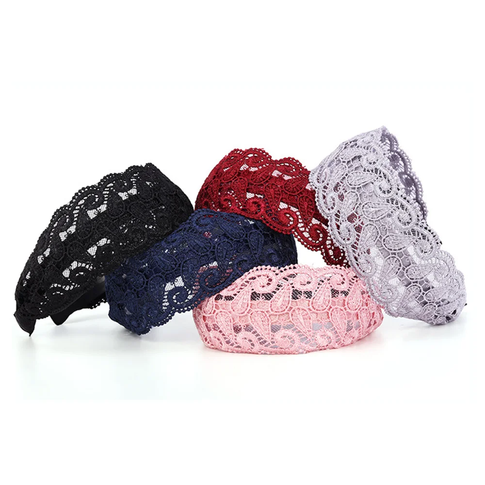 

Women's Hairband with Non-Slip Teeth Wide Side Lace Headpiece Styling Headdress Hair Elastics Ties Ornaments NOV99
