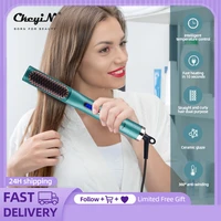 ckeyin 2 in 1 professional hair straightener fast heating hair comb portable electric curling irons led display hair straighting