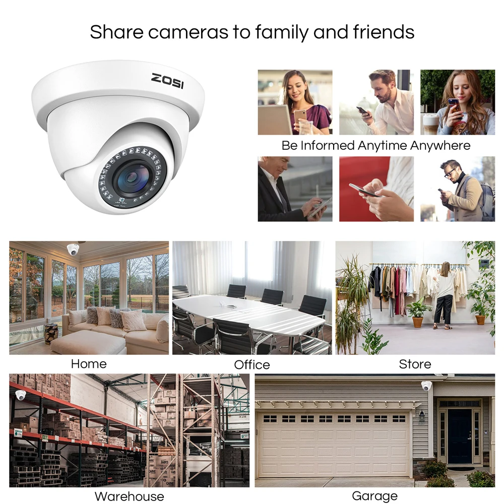 Цена Купольная камера видеонаблюдения ZOSI, 4 шт./лот, 1080P, 1/2 МП, водонепроницаемая, для систем видеонаблюдения, 1080P, для систем DVR, с функцией видеоре...
