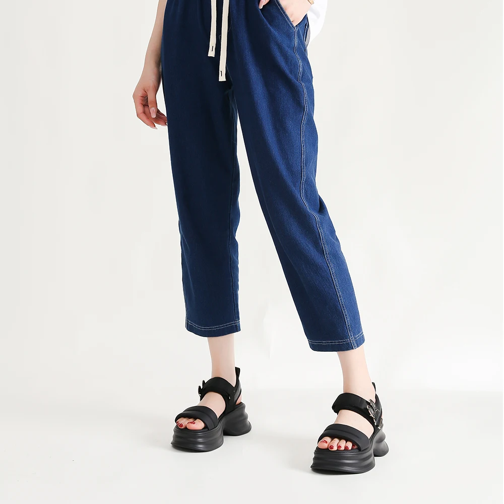 SOMILISS Platform Sandals Women Cute Rabbit Hook Loop Microfiber Leather Round Toe Ladies Summer Fashion Flat Casual Sandals