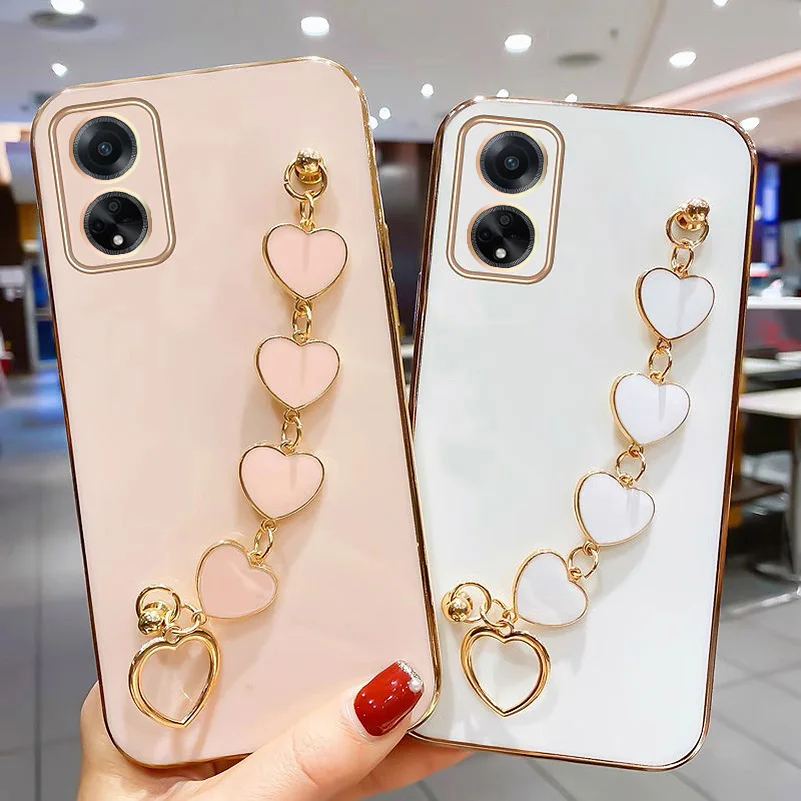 Роскошный браслет в виде сердца для OPPO A17 A98 A16 A57 A77 A36 A76 A96 A55 A74 A54 A94 A73 A52 A32 A33 A53