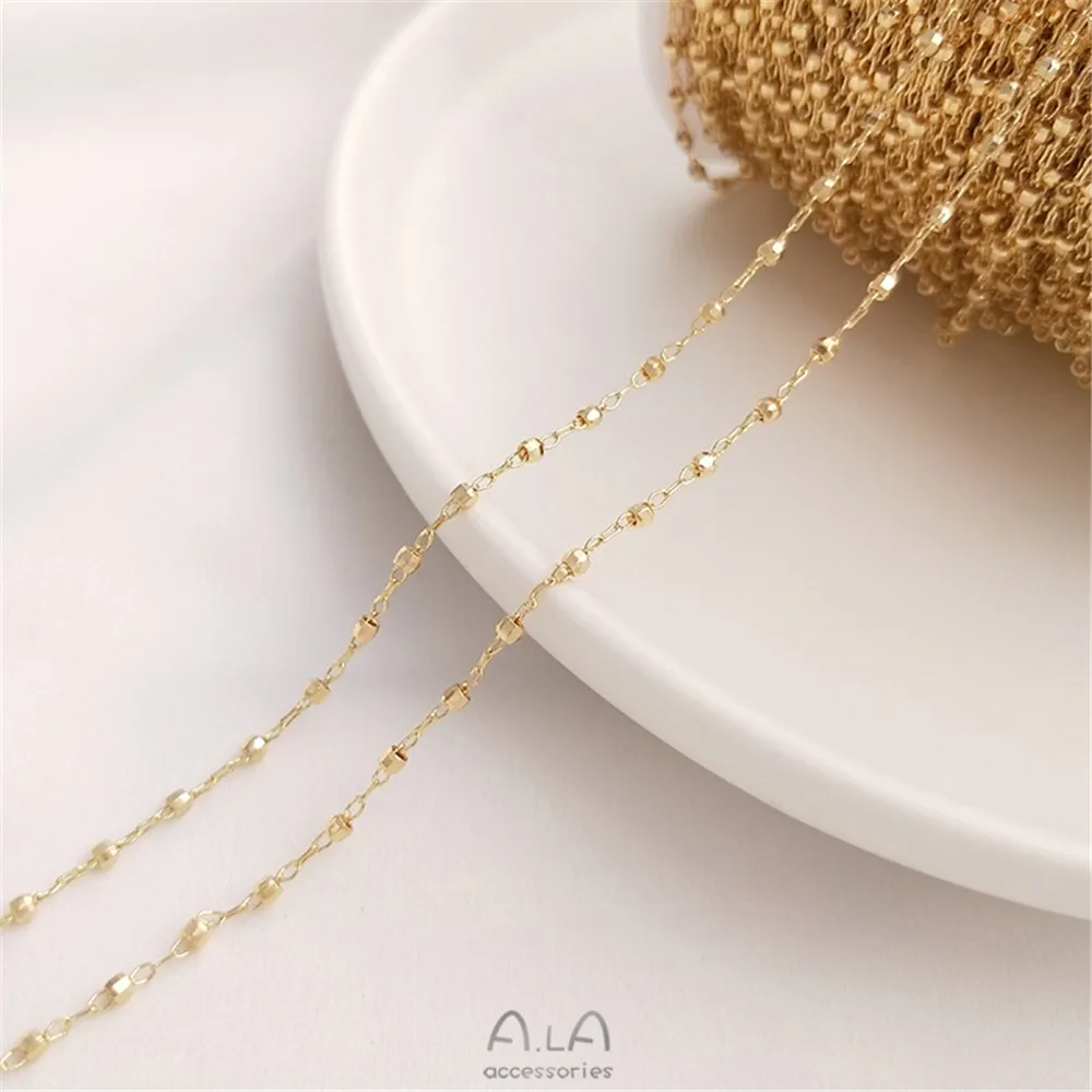 

14K Gold Filled Plated gold filled Handmade fine chain cut surface bead chain DIY necklace bracelet accessories loose chain