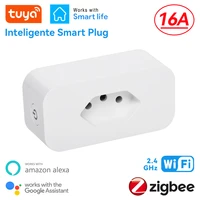 tuya smart home 16a brazil wifi smart plug with power monitor timing voice control power socket outlet for alexa google home