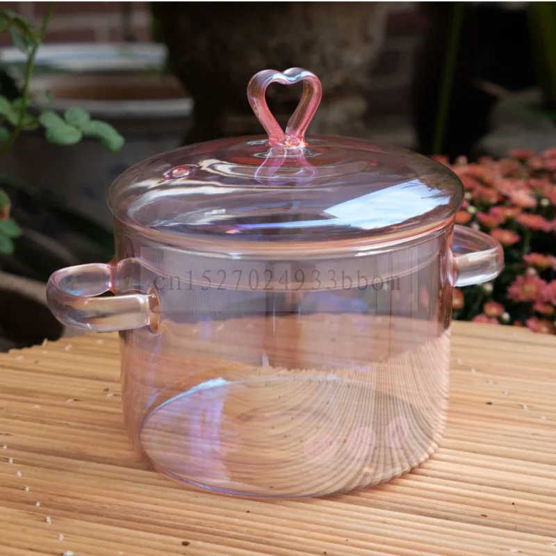 

Домашний розовый стеклянный горшок из боросиликатного стекла, термостойкие горшки для кухни, может использоваться в качестве электрическо...