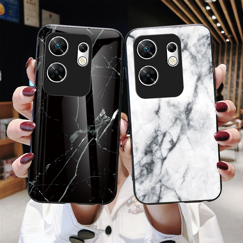 Закаленное стекло для Infinix Zero 30 4G мраморная зернистая жесткая задняя защитная