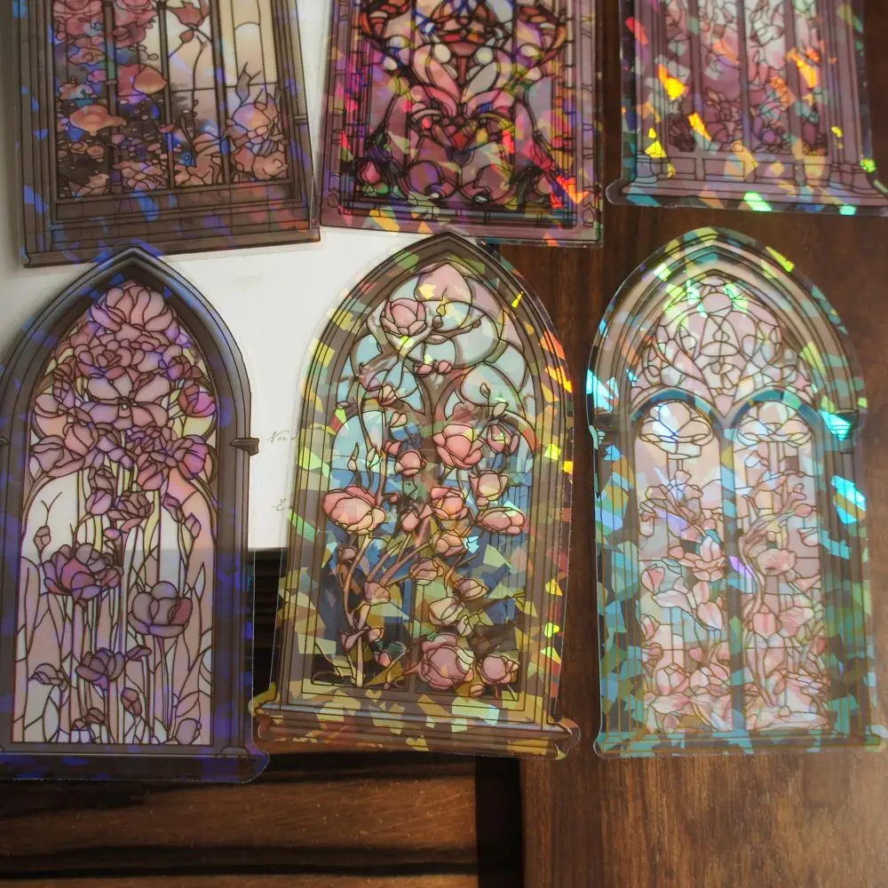 10 шт. лазерный Алмазный Узор окон витражного стекла замок стильная ПВХ наклейка