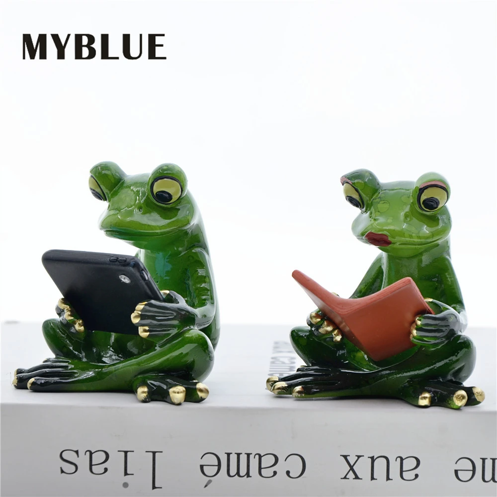 Фото Искусственная статуя лягушки для домашнего декора, украшения стола и аксессуары №1