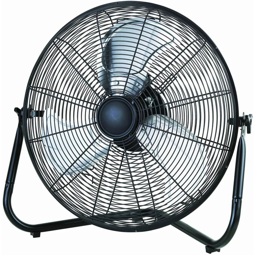 20 inch 360 Degree Pivot High Velocity Steel Floor Fan , Black