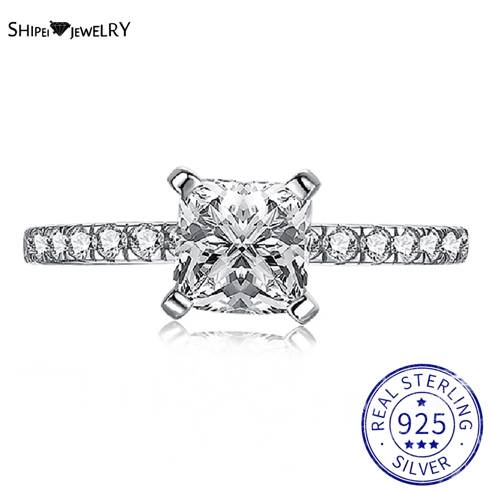 

Shipei Classic 100% 925 Sterling Silver 8MM Created Moissanite Gemstone Wedding Engagement Ring For Women Fine Jewelry Wholesale