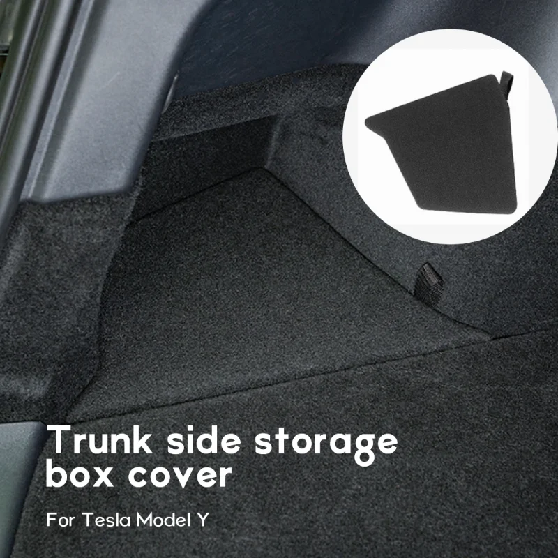 Side Storage Box Lids for Tesla Model Y Rear Trunk Organizer Lids Only Flocked Cover Plate Garbage Bins Car Interior Accessories