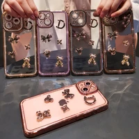 phone case for iphone 13 pro max silicone transparent cover case luxury glitter phone case for iphone13 pro d letter bow diamond