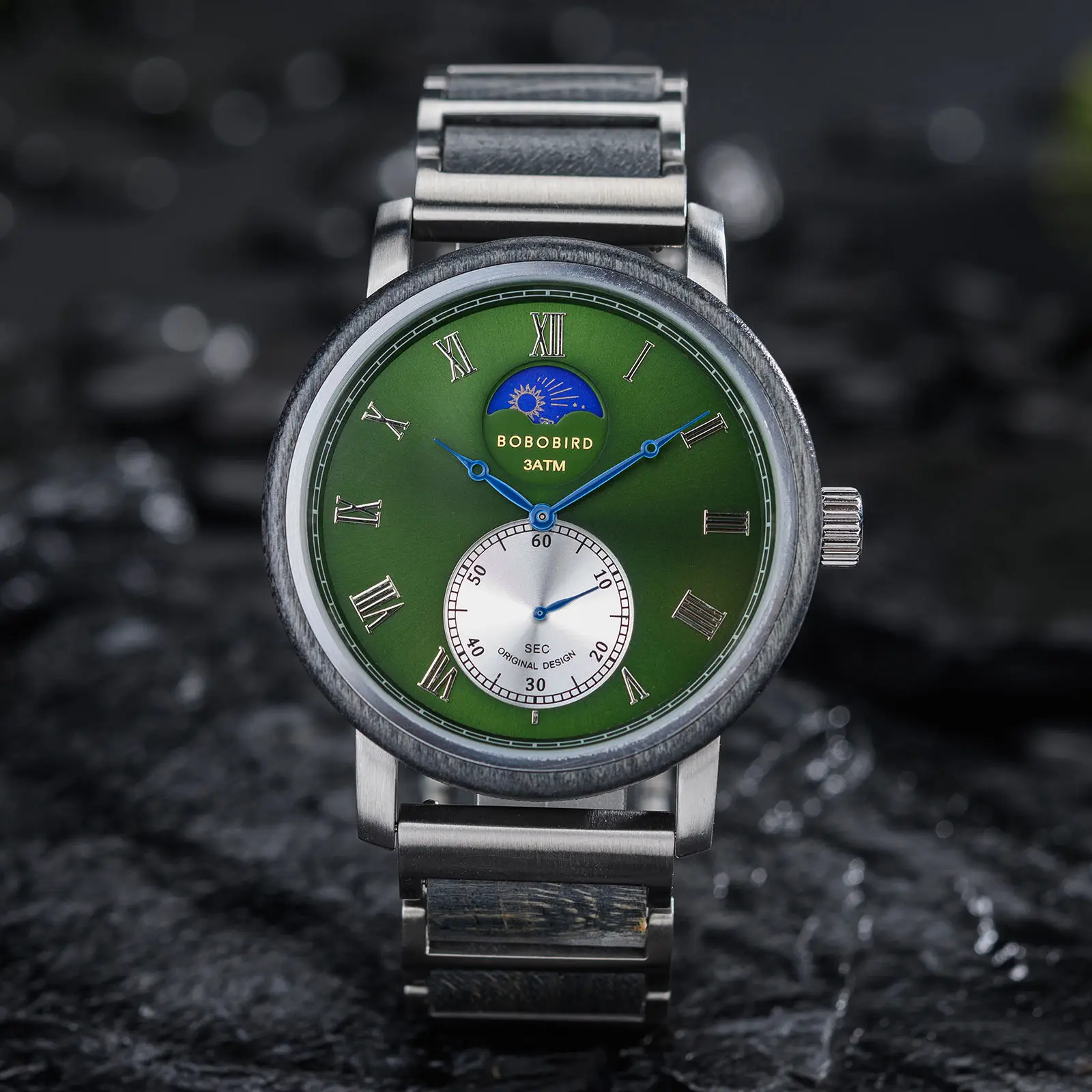 BOBO BIRD Wood Watch Top Brand New Men Quartz Wristwatch Luxury Business Moon Phase Watch Clock Personalized Engraved Gift Box