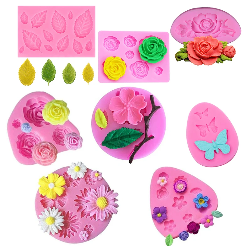 

Mini Flower Fondant Mold For Cupcake Topper Butterfly Leaf Chocolate Candy Silicone Mould For Cake Pops Decorating Craft Tools