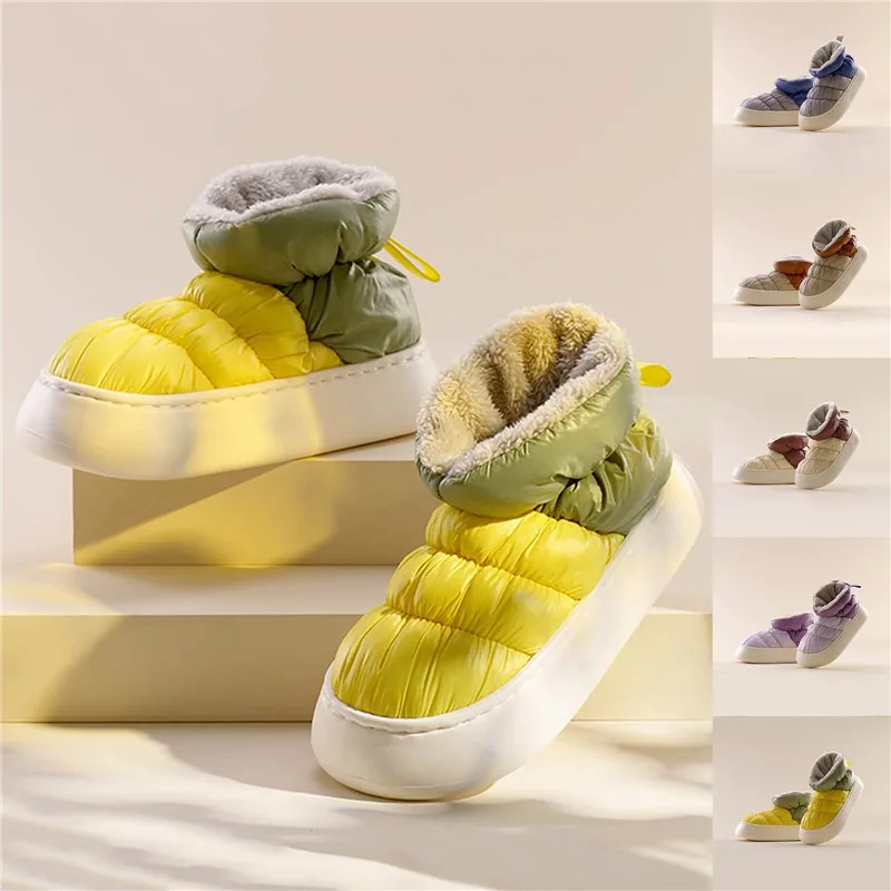 

Новинка, женские зимние ботинки на платформе, теплые пуховые ботинки, сохраняющие тепло, на толстой платформе, мужская домашняя обувь для па...