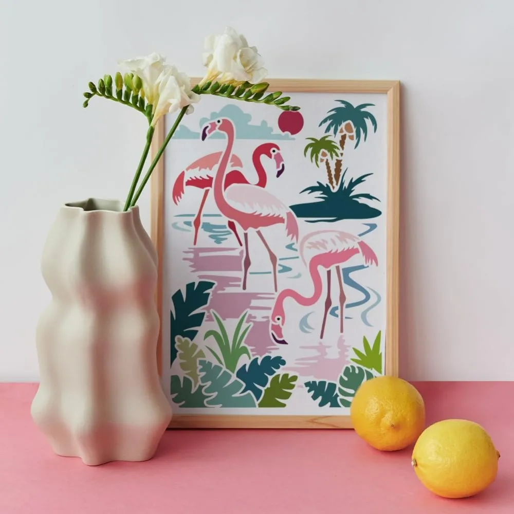 Трафарет с фламинго 11 7 × 8 3 дюйма большие трафареты тропическими джунглями и