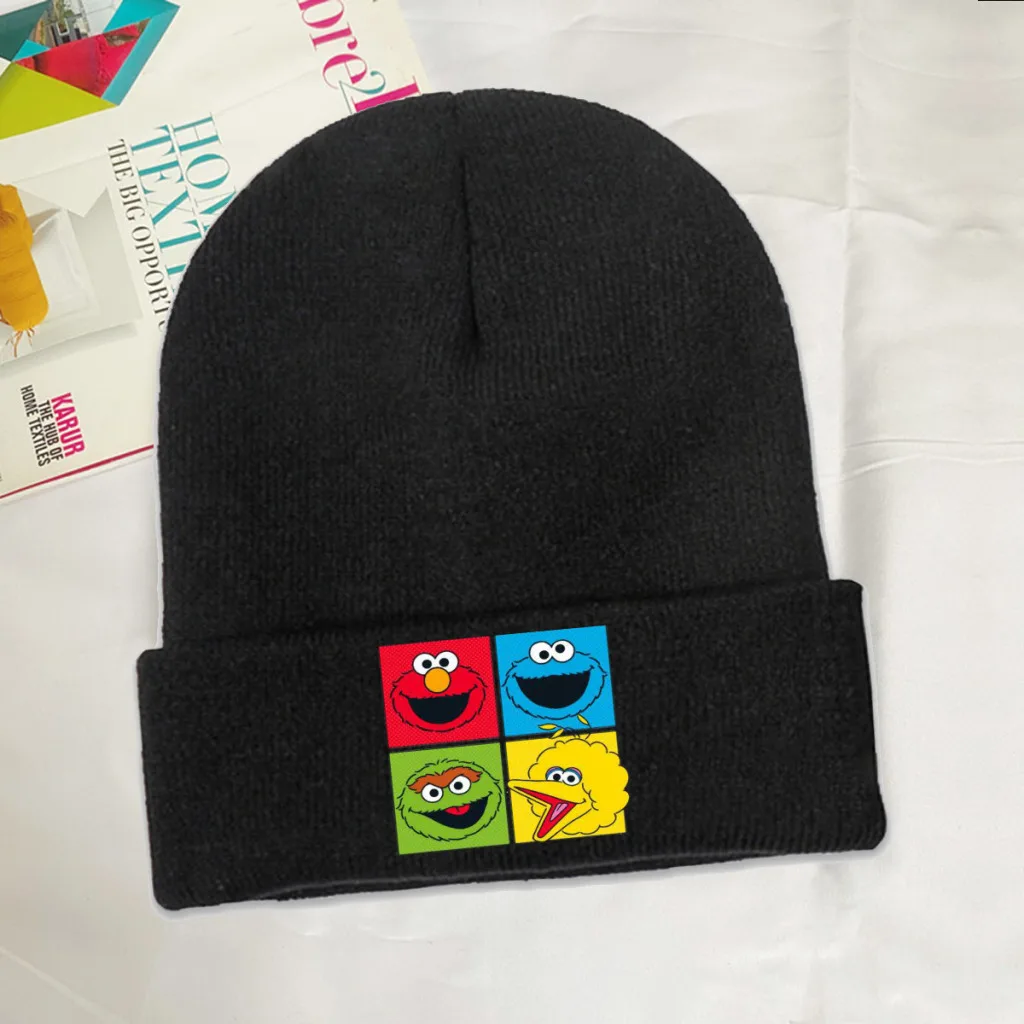 

Sesame Street Alan Animation Skullies Beanies Caps The Original Cool Kids Knitted Winter Warm Bonnet Hats Unisex Ski Cap