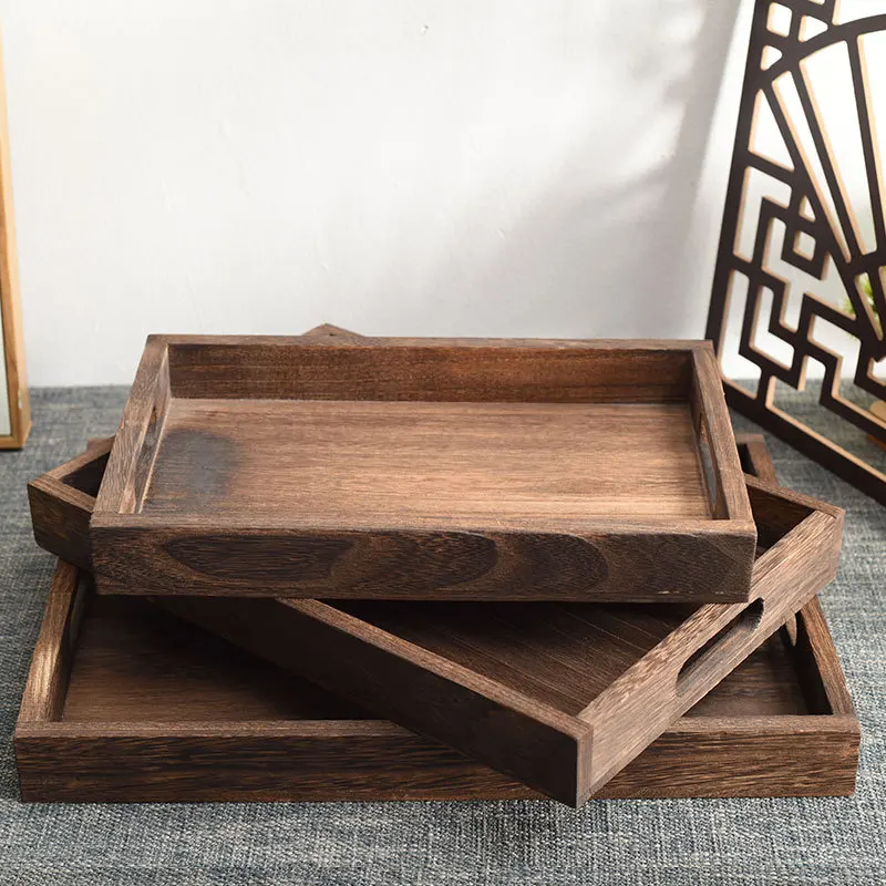 Поднос для чая из массива дерева прямоугольный поднос натурального фруктов и
