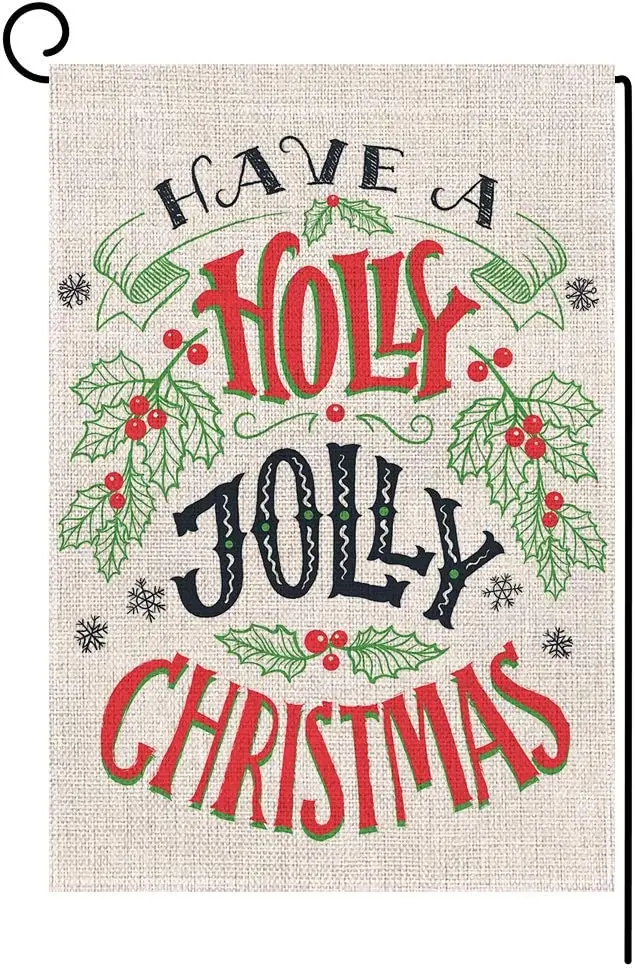 

Рождественский уличный Садовый флаг Holly Jolly, 12x18 дюймов, вертикальные двухсторонние украшения для зимнего праздника, двора